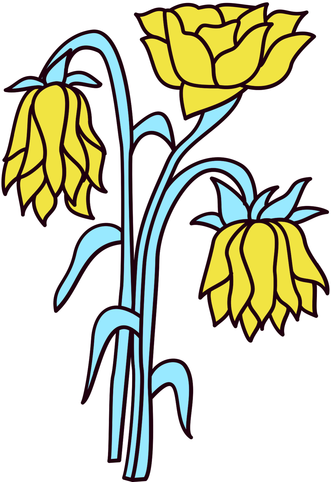 Light blue stem flower and yellow flower