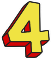 Animated yellow and red number four