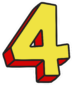 Animated yellow and red number four