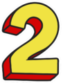 Animated yellow and red number two